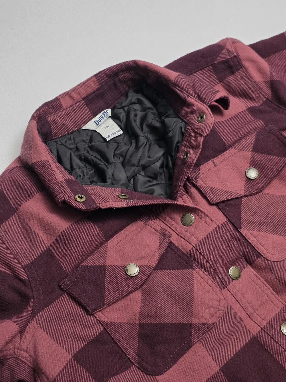 Duluth Trading Co Women's Burgundy Plaid Flannel Shirt Jacket